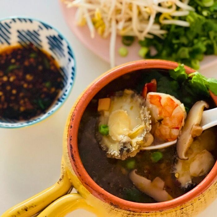 cách nấu cháo bào ngư tôm nấm hương