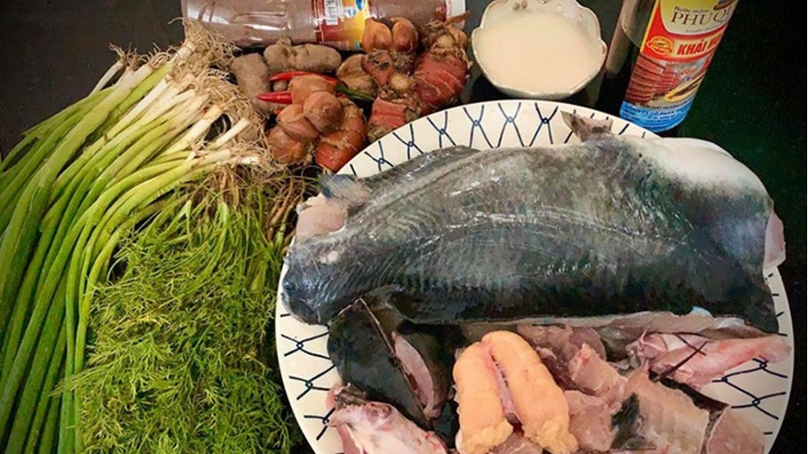 nguyên liệu cá lăng hấp xì dầu