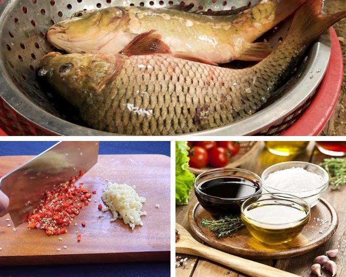 nguyên liệu làm cá chép giòn xào rau cần