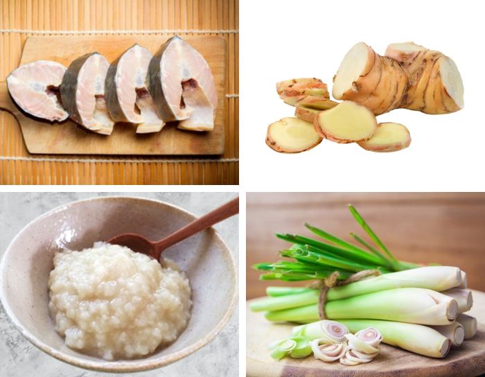 nguyên liệu làm cá tầm nướng riềng mẻ