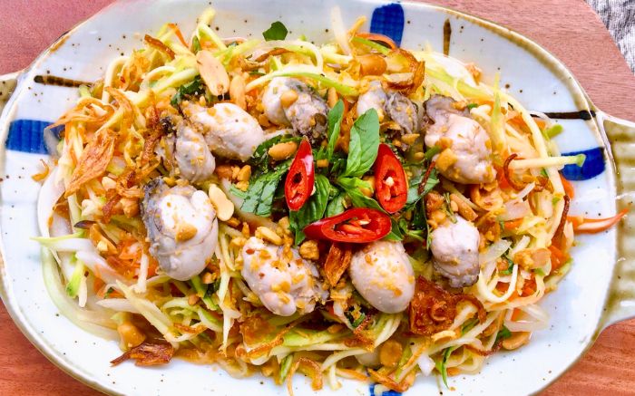 ruột hàu sữa nấu món gì-gỏi hàu sữa chua ngọt