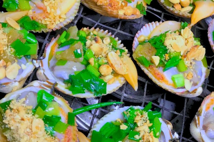 sò dương nướng mỡ hành