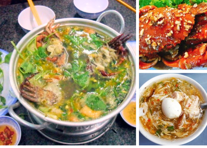 thực đơn các món hải sản cua bình dân