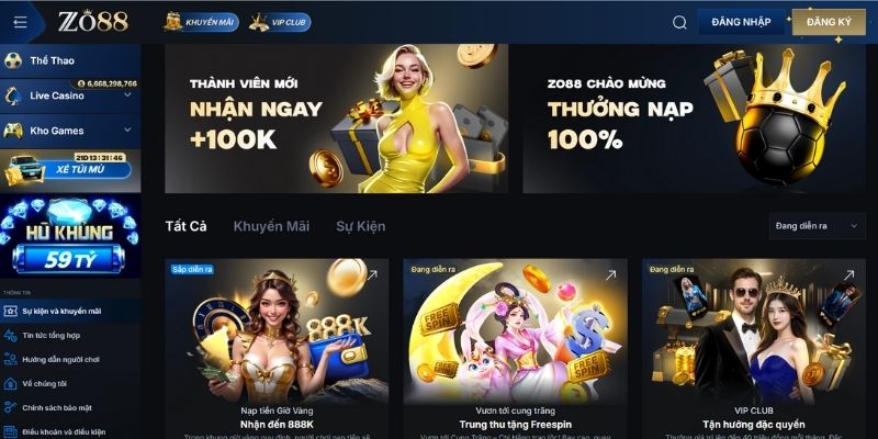 Kho khuyến mãi độc quyền hấp dẫn tại Zo88